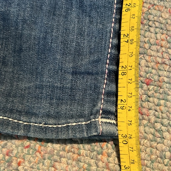 NWOT True Religion size 24 skinny jeans pink&white stitching - Picture 11 of 13